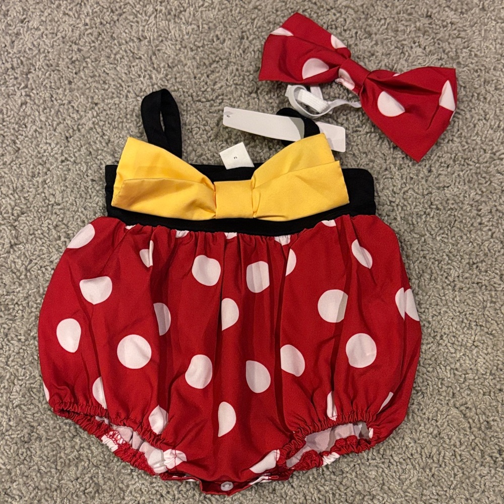 Minnie Mouse Yellow Bow Detail Baby Outfit